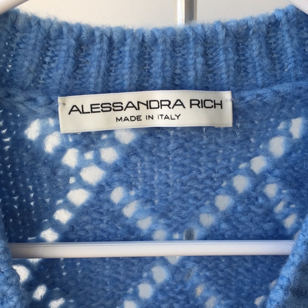 ✨FINAL SALE✨ Alessandra Rich blue floral cropped cardigan - Picture 6 of 10